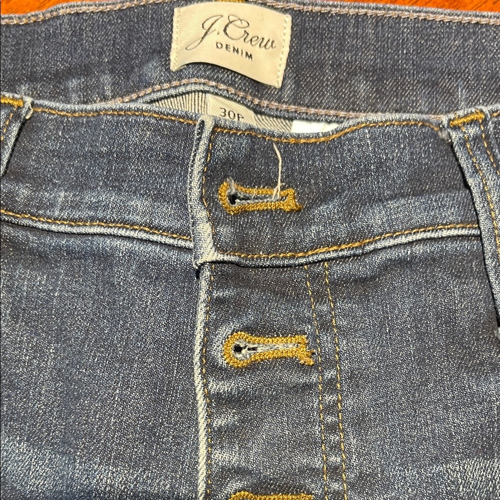 J. Crew Billie Demi Boot Crop Button-Fly Denim Jeans in Medium Blue